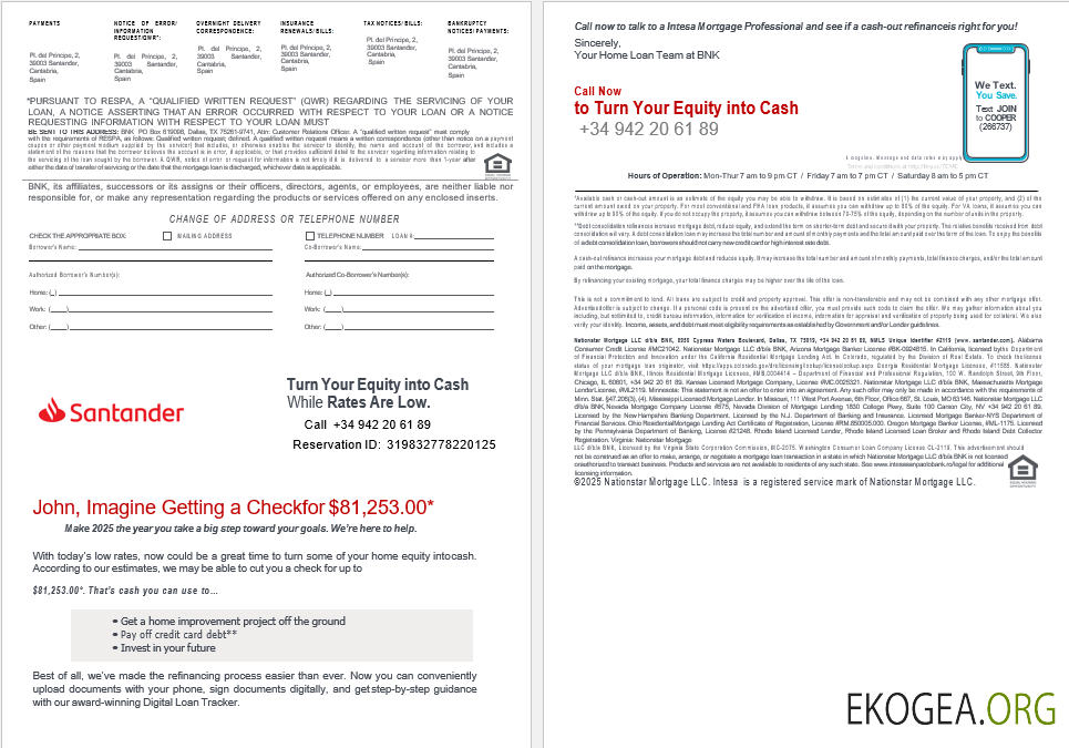 Espagne Relevé hypothécaire de la banque Santander aux formats Word et PDF 3 , 4